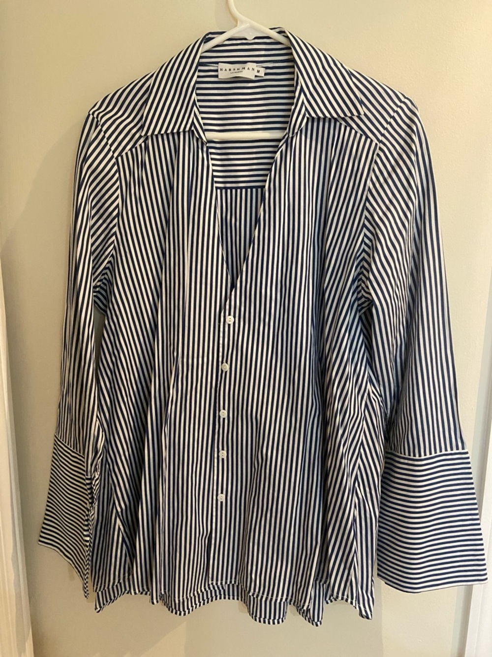 Navy and White Striped Button-Down Shirt by Rails